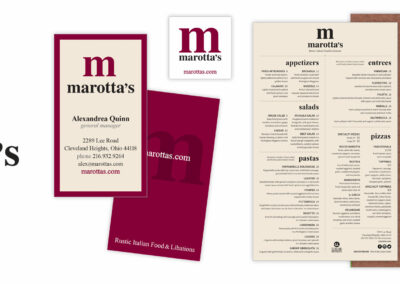 Marotta's Branding and Menus