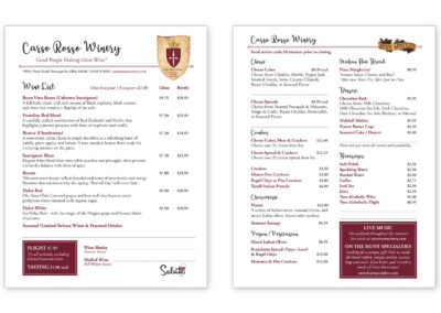 Carso Rosso Winery Menu